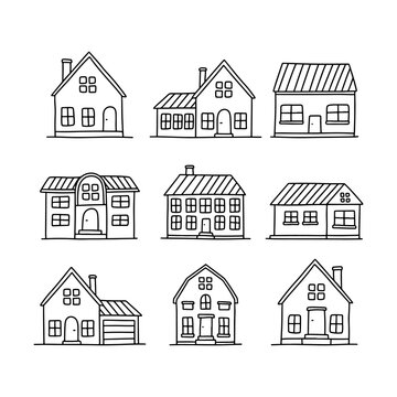 Set of hand drawn house vector