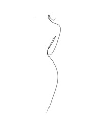 A nude woman back is drawn in one line art style. Romantic expression. Printable art.