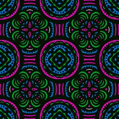 Fototapeta premium Seamless geometric folklore ornament, Tribal ethnic texture. Seamless striped pattern in Aztec style, Figure tribal embroidery, Scandinavian, Ikat pattern