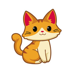 Illustration of cute colored cat. Cartoon cat image in png format. Suitable for children's book design elements. Introduction of cats to children. Books or posters about animal