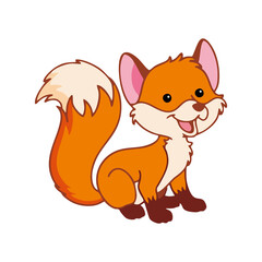 Illustration of cute fox animal. Suitable for children's book design elements. Introduction of animals to children. Books about animals or animal posters