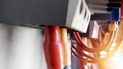 Cable instalation for connection wiring circuit from terminal control , overloads and contactors...