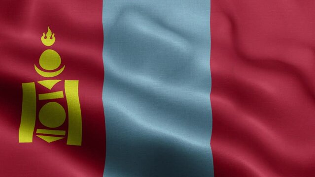 Flag Of Mongolia - Mongolia Flag High Detail - National flag Mongolia wave Pattern loopable Elements - Fabric texture and endless loop - Highly Detailed Flag - The flag of fluttering in the wind