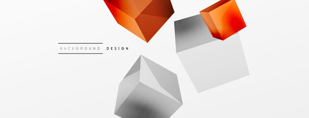 Fototapeta premium 3d vector abstract background. Flying cubes composition. Trendy techno business template for wallpaper, banner, background or landing