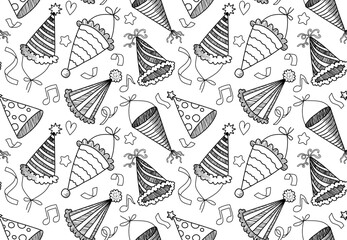 Birthday hats seamless pattern.Vector  illustration
