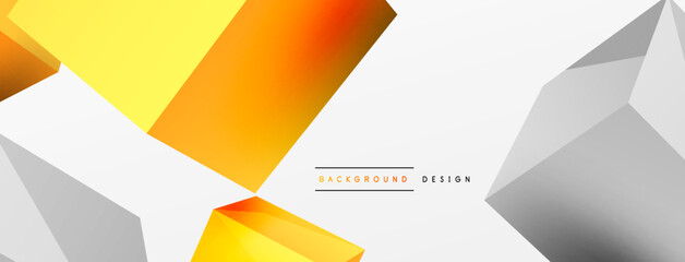 3d vector abstract background. Flying cubes composition. Trendy techno business template for wallpaper, banner, background or landing