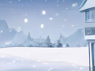 Fototapeta na wymiar christmas landscape 2D anime background