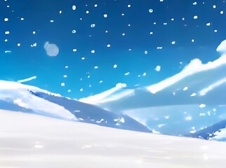 winter landscape with snow 2D anime background