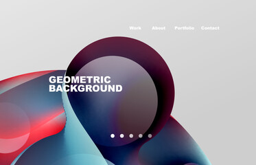 Landing page abstract liquid background. Flowing shapes, round design and circle. Web page for website or mobile app wallpaper