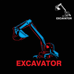 excavator abstract logo, silhouette of big machine vector illstrations © nenk123
