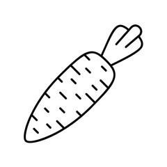 Carrot icon for vegetable and healthy food in black outline style