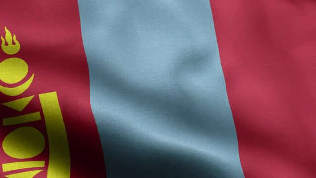 Flag Of Mongolia - Mongolia Flag High Detail - National flag Mongolia wave Pattern loopable Elements - Fabric texture and endless loop - Highly Detailed Flag - The flag of fluttering in the wind