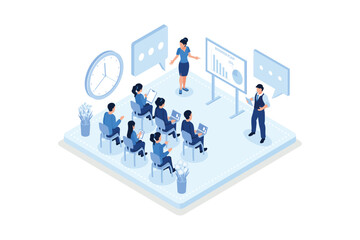 Business training or courses concept. Can use for web banner, infographics, hero images, isometric vector modern illustration - obrazy, fototapety, plakaty