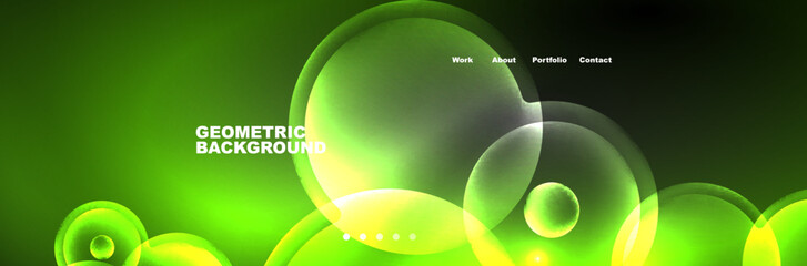 Shiny neon circles and bubbles, dark abstract background with blurred magic neon light, wallpaper design