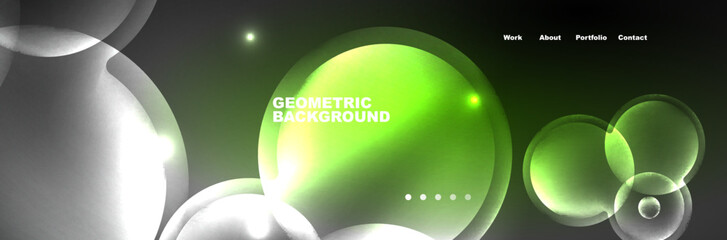 Shiny neon circles and bubbles, dark abstract background with blurred magic neon light, wallpaper design