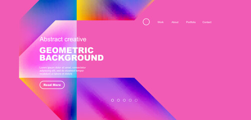 Triangles with fluid gradients, abstract landing page background. Minimal shapes composition for wallpaper, banner, background, leaflet, catalog, cover, flyer