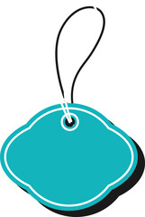 Price tag with shape and string for promotion sale offer, decoration vintage label with shadow or vertical emblem for discount message. Empty emblem with ribbon or simple tag icon template.