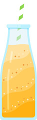Healthy diet smoothie drink set vector illustration. Glass bottle with straw and layered fresh cocktail in color for cafe smoothie banner