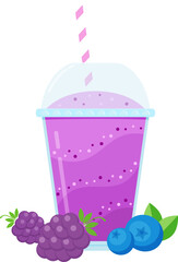 Vitamin smoothie cocktail summer set vector illustration. Fresh juice shaken energy cocktail in glass, color layer with fruit for vitamin beverage take away or detox diet design promo