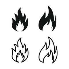 Fire Icon Set In Flat Style Vector Illustration. Fire Flame, Bonfire Symbols.