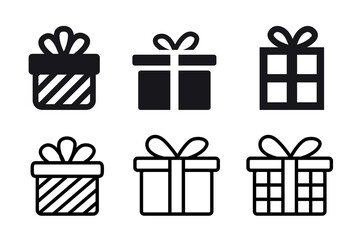 Gift Box Icons Set Vector Illustration. Surprise Gift Boxes, Christmas Gift, Present Boxes