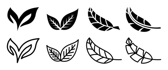 Fototapeta premium Leaf Icon Set In Flat Style Vector Illustration. Element for Nature, Eco, Bio, Vegan labels.