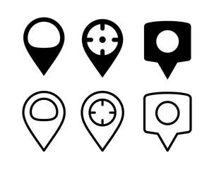 Locator Icon Set. Pin, Point, Marker, Pointer, GPS Location, Navigation Symbols Vector Illustration.