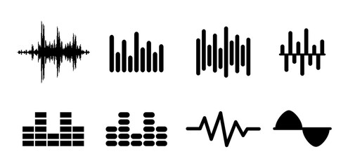 Sound Wave Icon Set. Audio Signal Icon Vector Illustration. Pictogram For Music App.