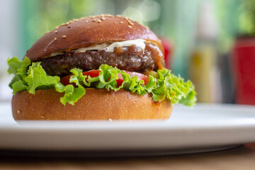 hamburger with fries