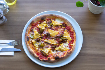 pizza on a table
