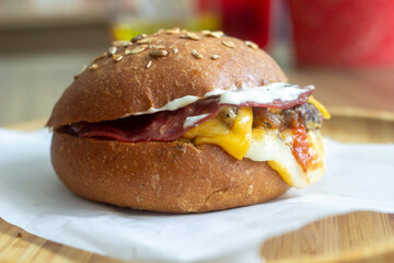 hamburger on a plate