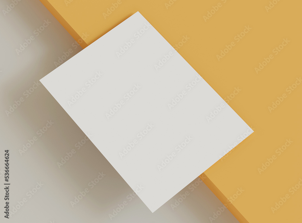 Poster 3d blank paper. mockup scene. template for branding identity. 3d rendering.