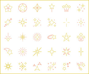 Simple Set of sparkle Related Vector Line Icons.
Vector collection of star and glittering symbols or logo elements in thin outline.