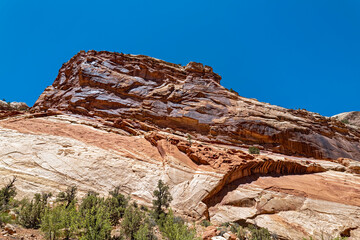 Chinle formations near the Capitol Gorge trailhead at Capitol Reef National Park, Utah, USA