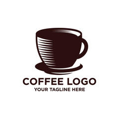 Coffee logo design with silhouette a cup of coffee