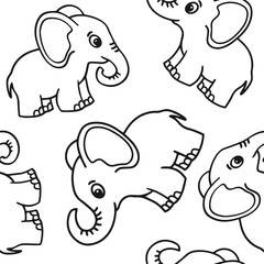 Cute cartoon elephant seamless vector illustration pattern isolated on White background Design For Use Textile all over fabric print wrapping paper and others.