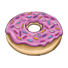 Colored donut sketch. Hand drawn illustration of a donut sketch.