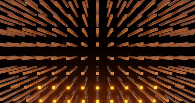3d render with yellow reflective rectangles in perspective