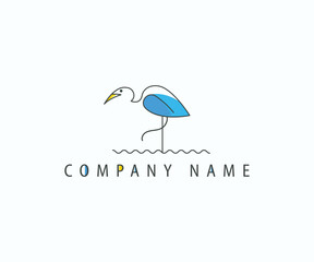 Stork Bird  Line Art Logo