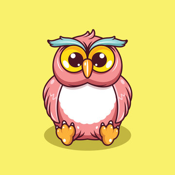 Cute and innocent baby owl cartoon illustration
