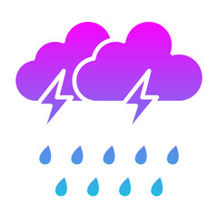 Rain Storm Glyph Gradient Icon