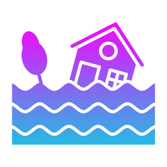 Flooded House Glyph Gradient Icon