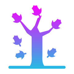 Autumn Tree Leafs Glyph Gradient Icon