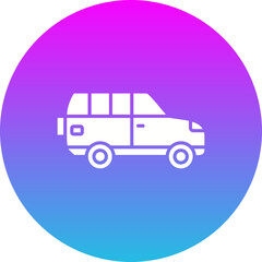 Wagon Car Gradient Circle Glyph Inverted Icon