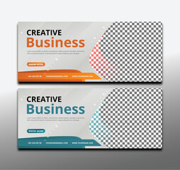 Business webinar horizontal banner template design.