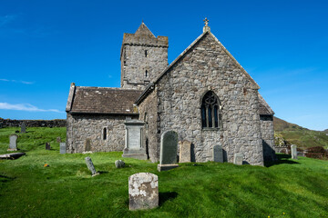 Fototapeta na wymiar St Clement's church at Rodel on the Isle of Lewis in the Outer Hebrides Scotland