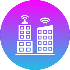 Smart City Gradient Circle Glyph Inverted Icon