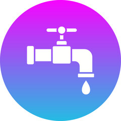 Water Tap Gradient Circle Glyph Inverted Icon