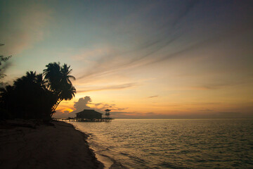 beautiful sunset on derawan beach