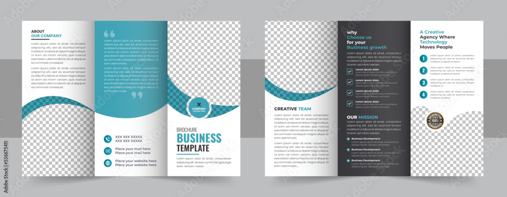 Poster trifold brochure template design with modern style and minimalist layout concept